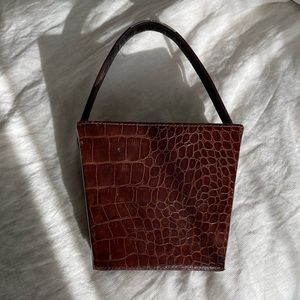 Staud Embossed Crocodile Bucket Bag